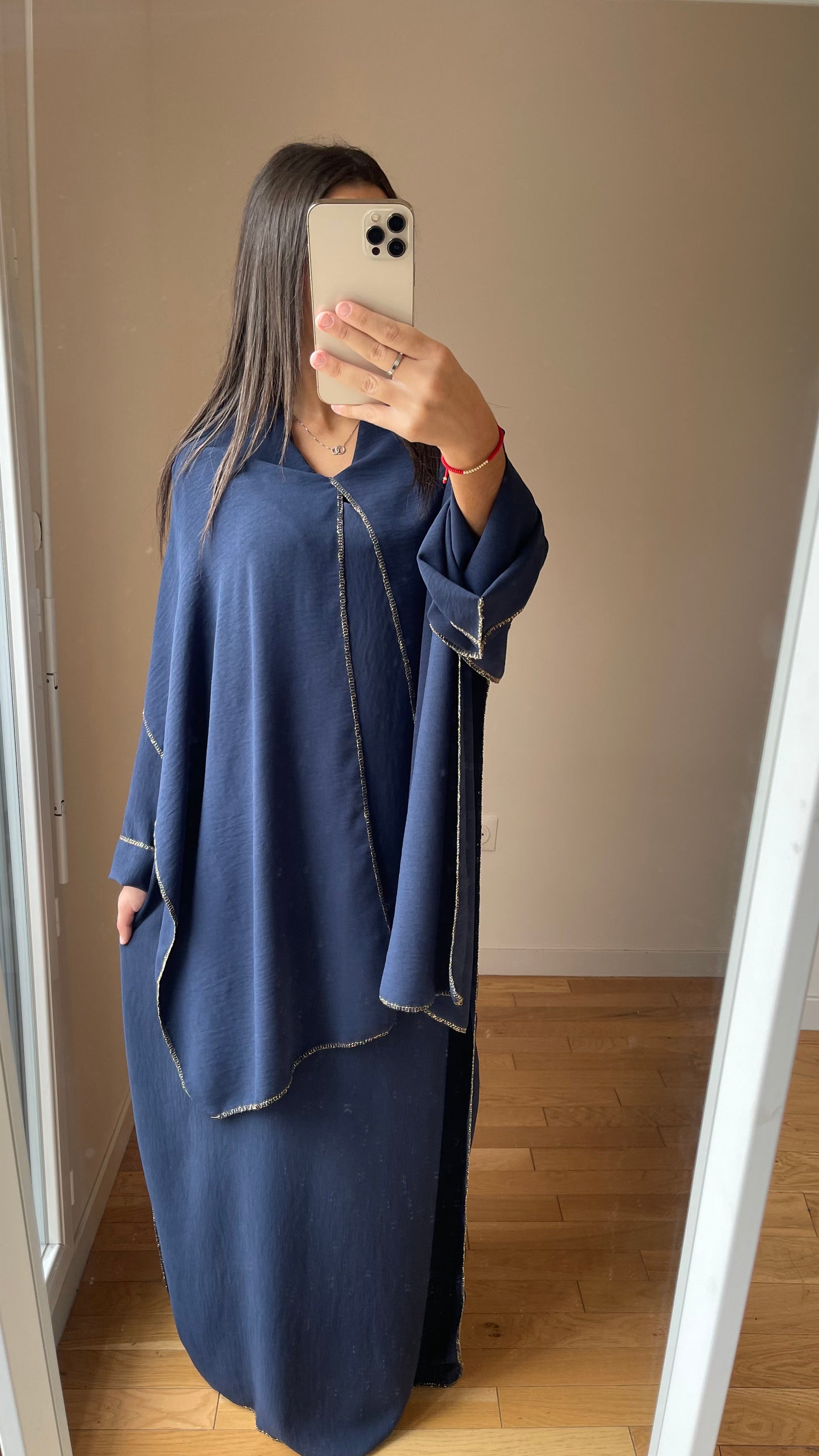 Abaya hijab integré bleu marine