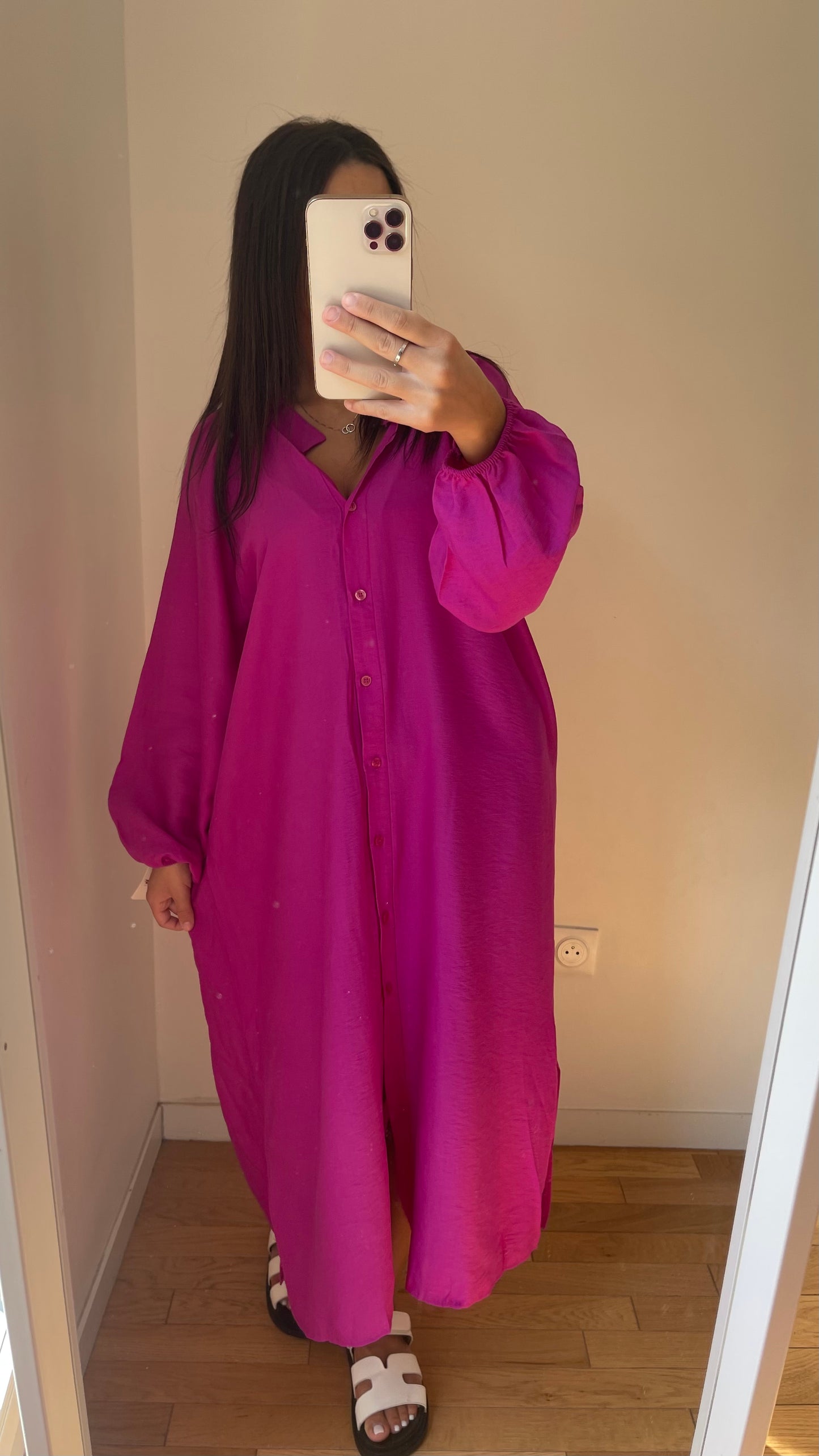 Chemise longue violette