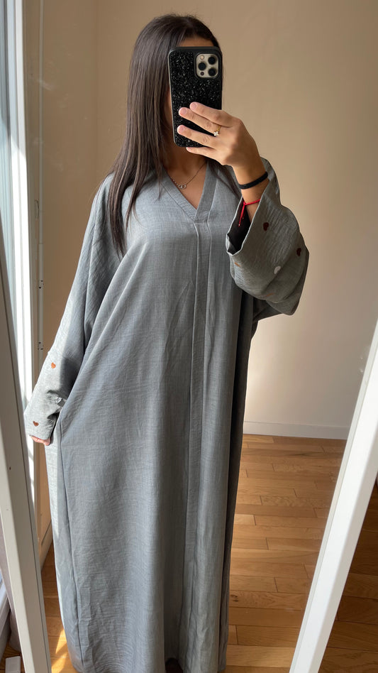 Abaya coeur grise