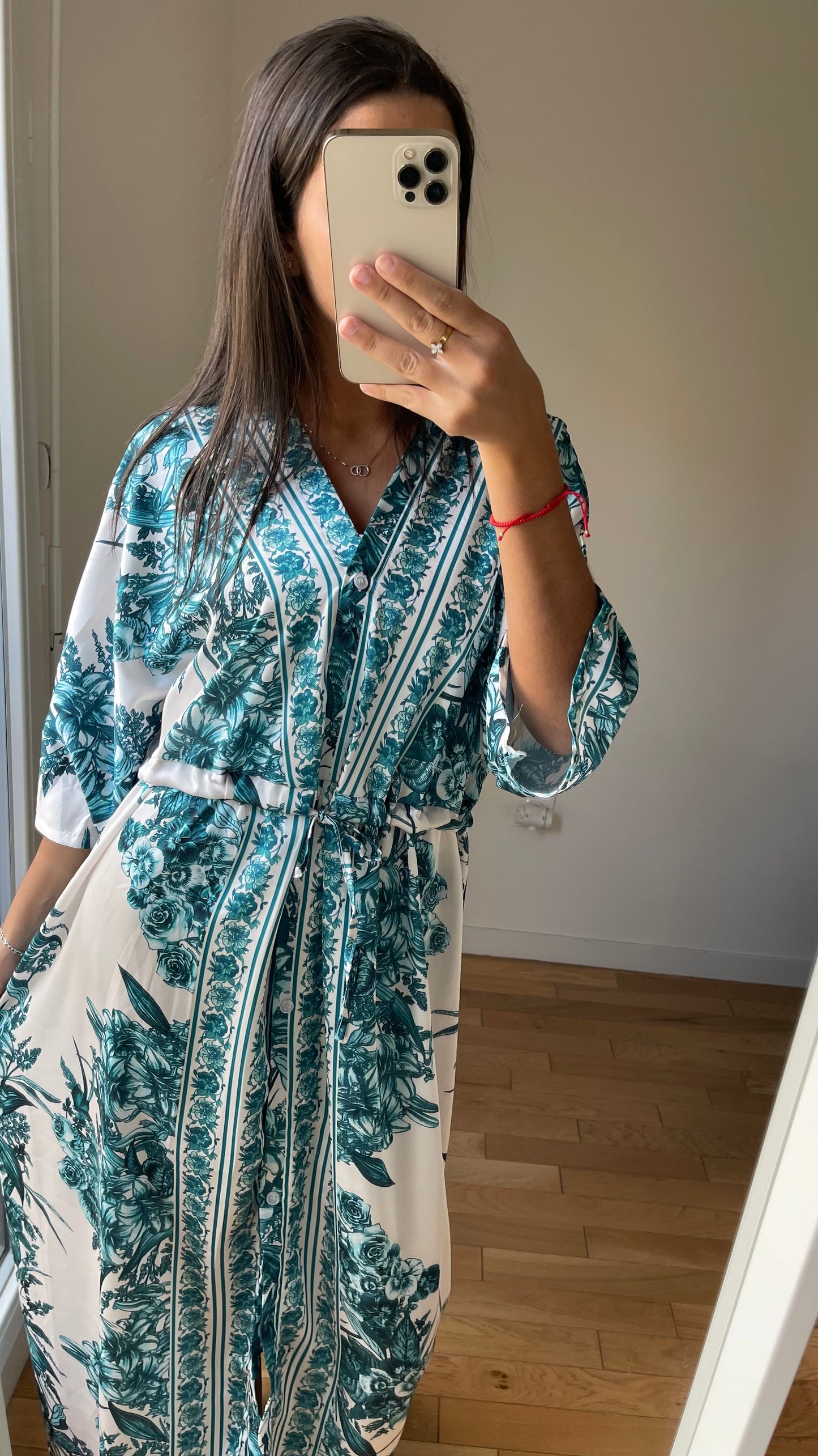 Robe a motif / kimono vert