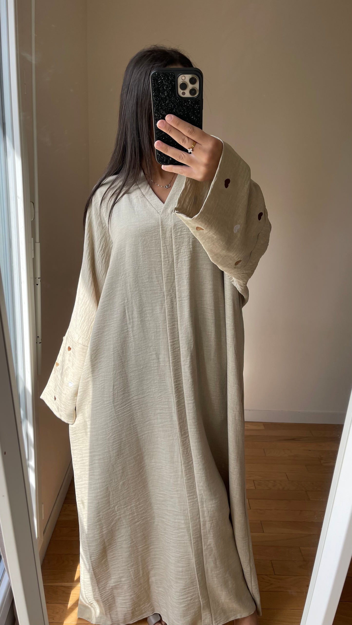 Abaya coeur beige