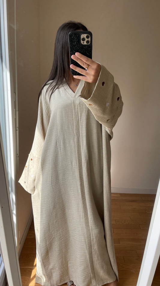 Abaya coeur beige