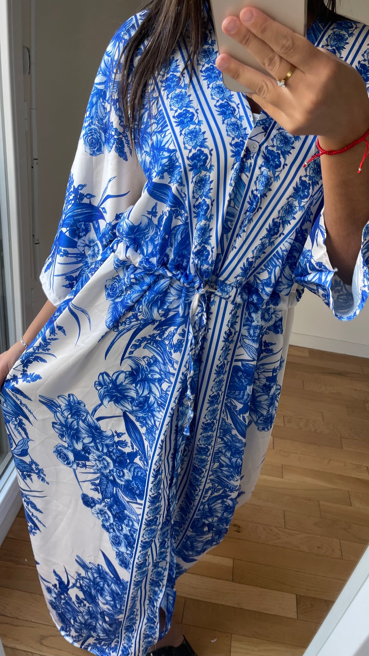 Robe a motif / kimono bleu