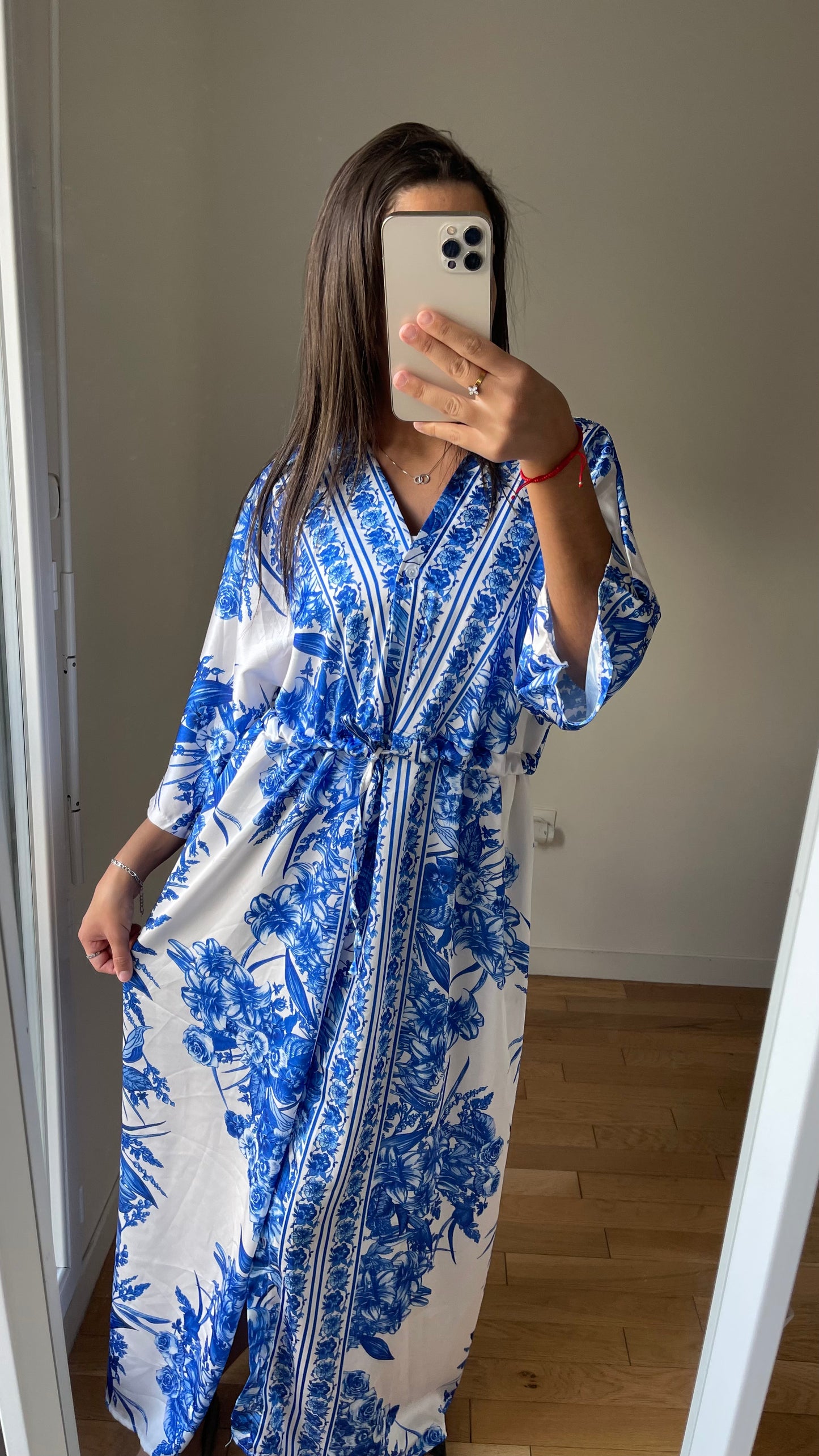 Robe a motif / kimono bleu