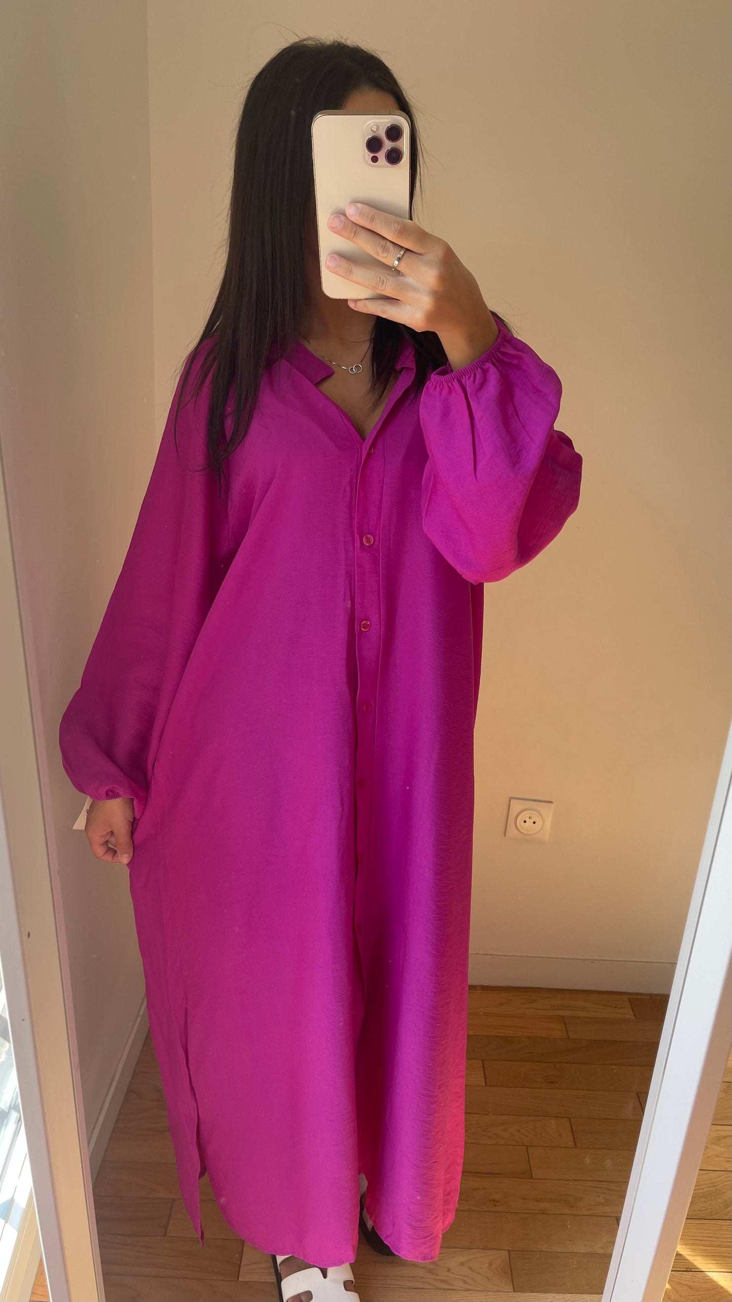 Chemise longue violette